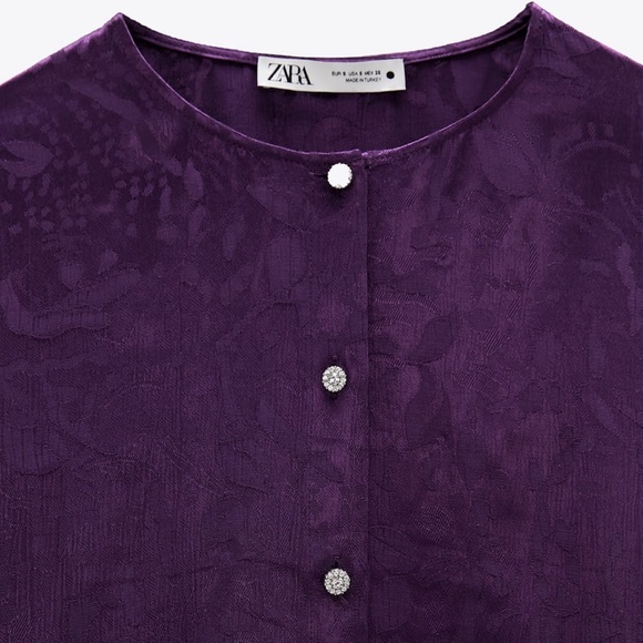 NWT Zara Purple Jacquard Cropped Blouse - Picture 10 of 10